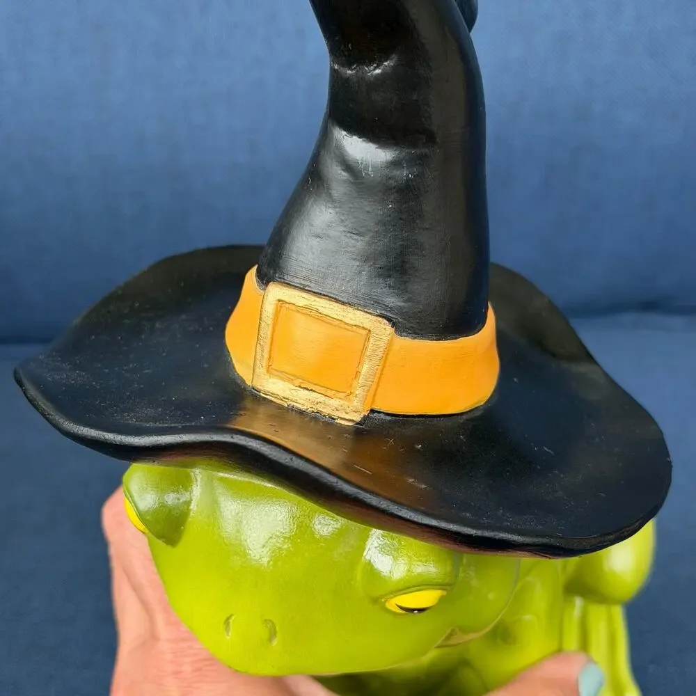 Frog Witch Figure Green Toad Wizard Statue Halloween Decor Resin Figurine NWT
